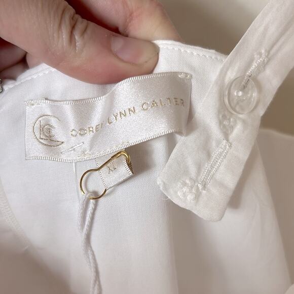 NWT Corey Lynn Calter Marisol WHITE dotted ruffle tier maxi dress - Picture 11 of 13